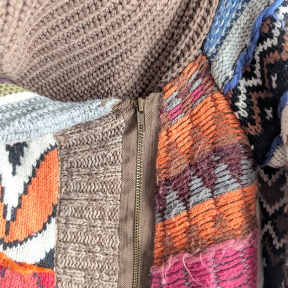 Desigual Women's Multicolor Patchwork Geometric Knit Zip-Up Cardigan Sweater - Picture 7 of 10